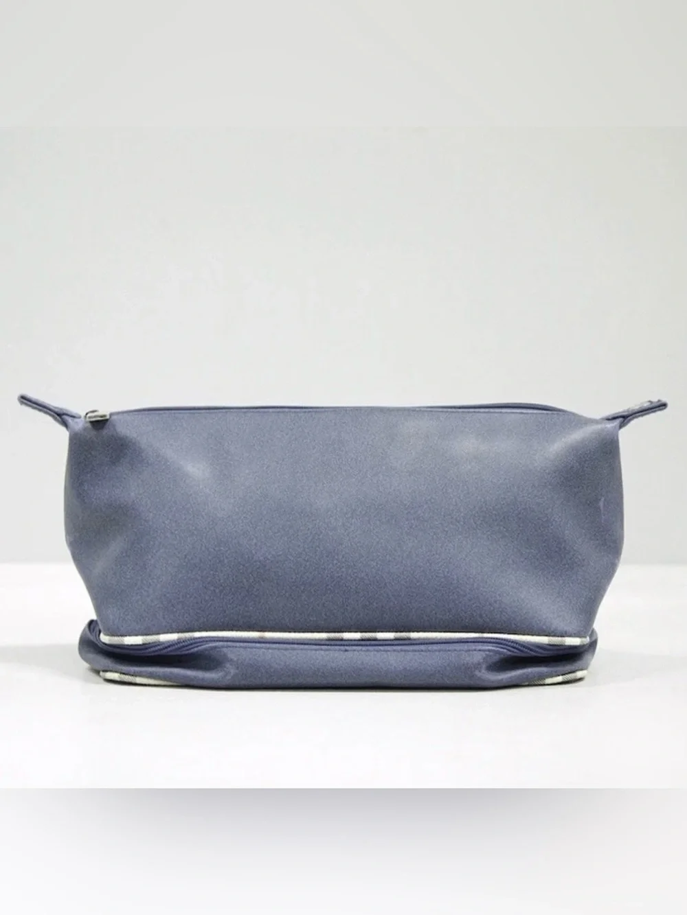 💚 Burberry Fragrance Navy Nova Check Pouch Bag Vanity Bag Double Stack/ Rare🩷